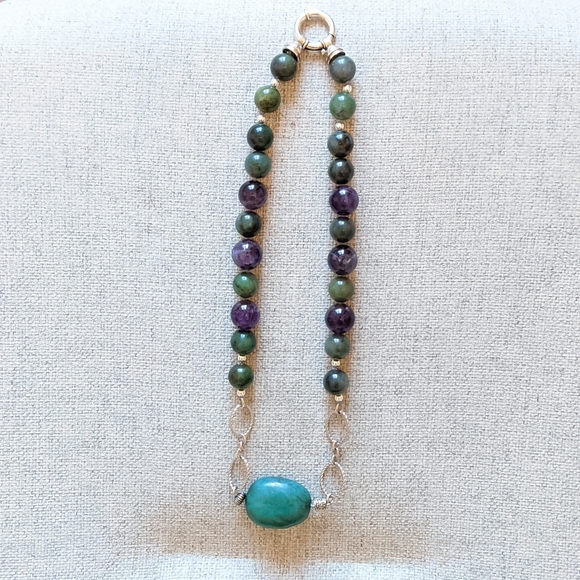 Amethyst, Jade & Turquoise Necklace - Picture 2 of 4